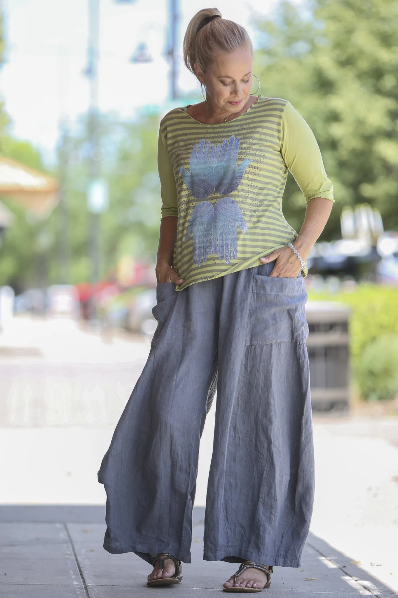 1238 Striped Light Weight Cotton Tee -Limonel-P