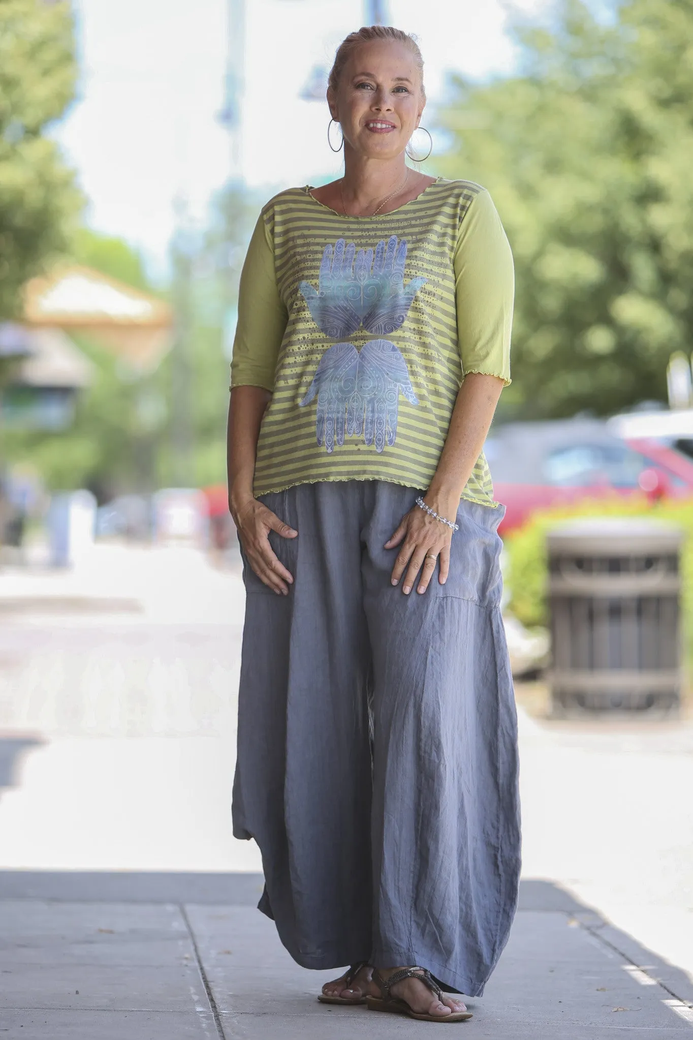 1238 Striped Light Weight Cotton Tee -Limonel-P