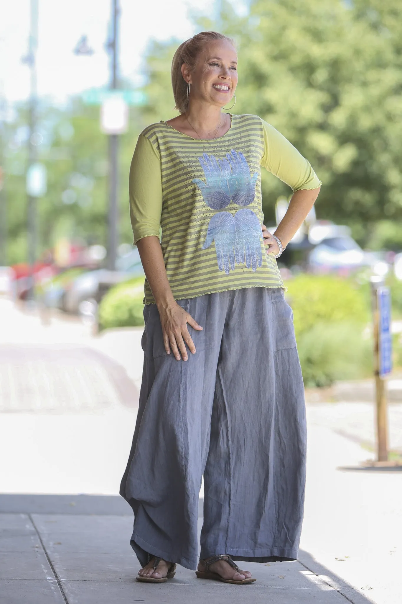 1238 Striped Light Weight Cotton Tee -Limonel-P