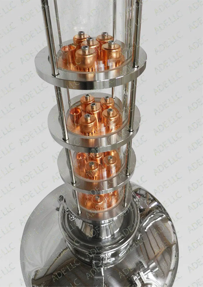 26 Gallon Moonshine Still with 4" Borosilicate Glass 6 Plate Column w/ Cooling
