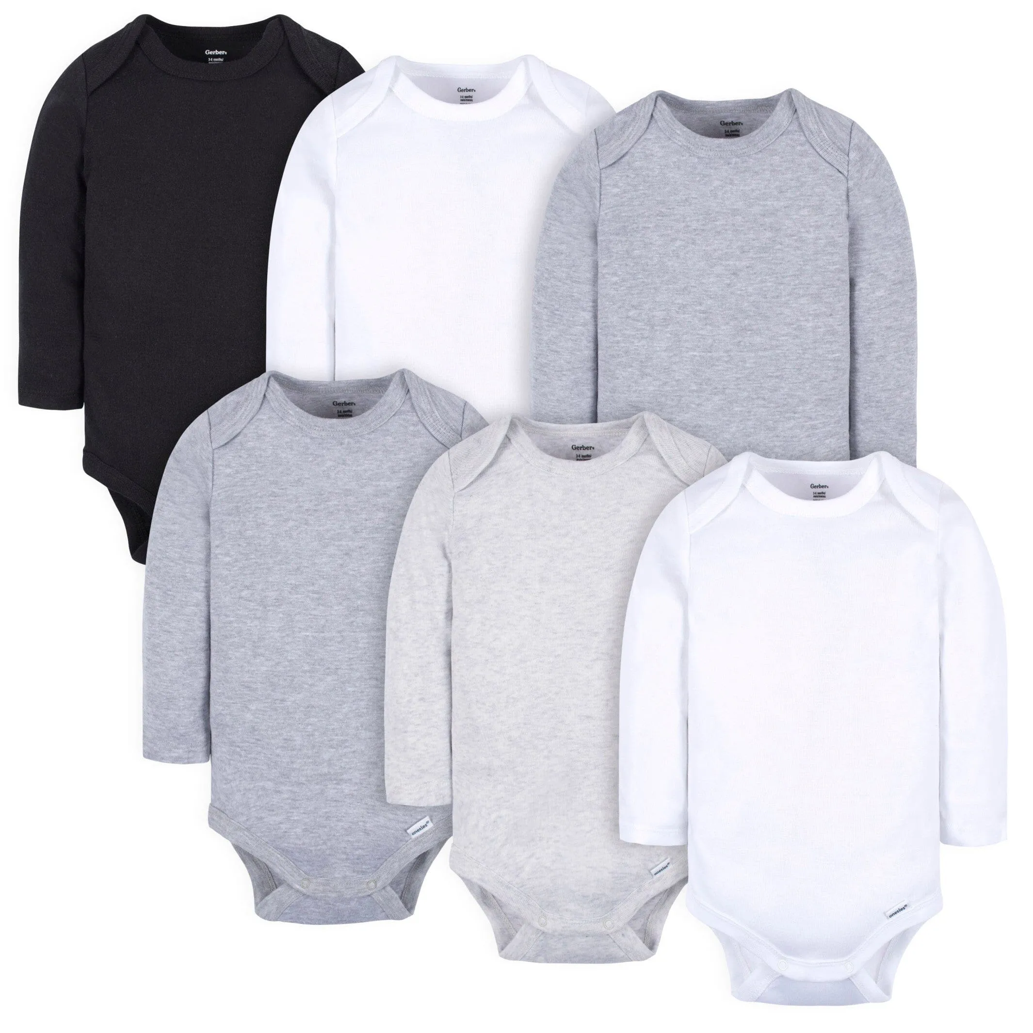6-Pack Baby Neutral White, Gray, & Black Onesies® Bodysuits