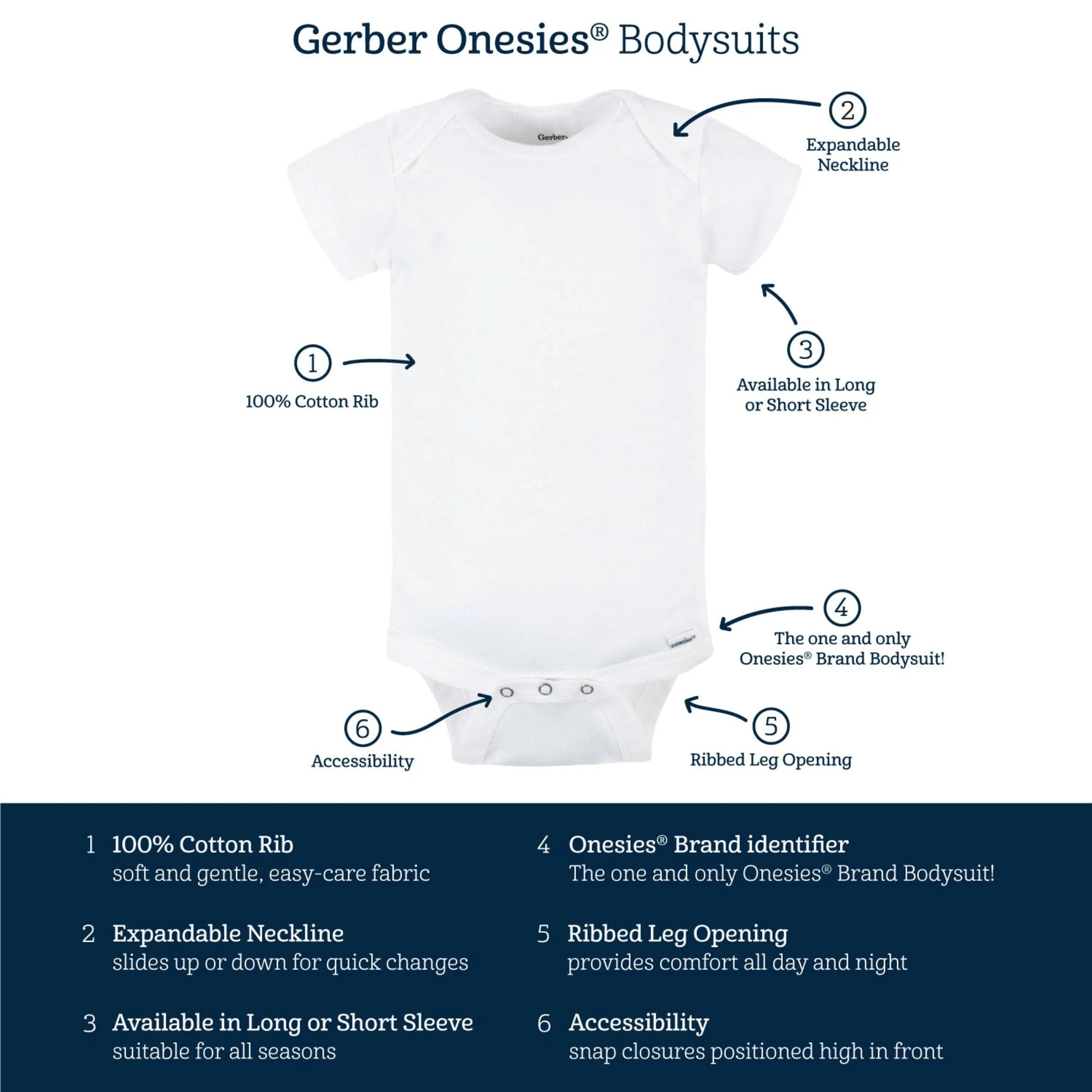 6-Pack Baby Neutral White, Gray, & Black Onesies® Bodysuits