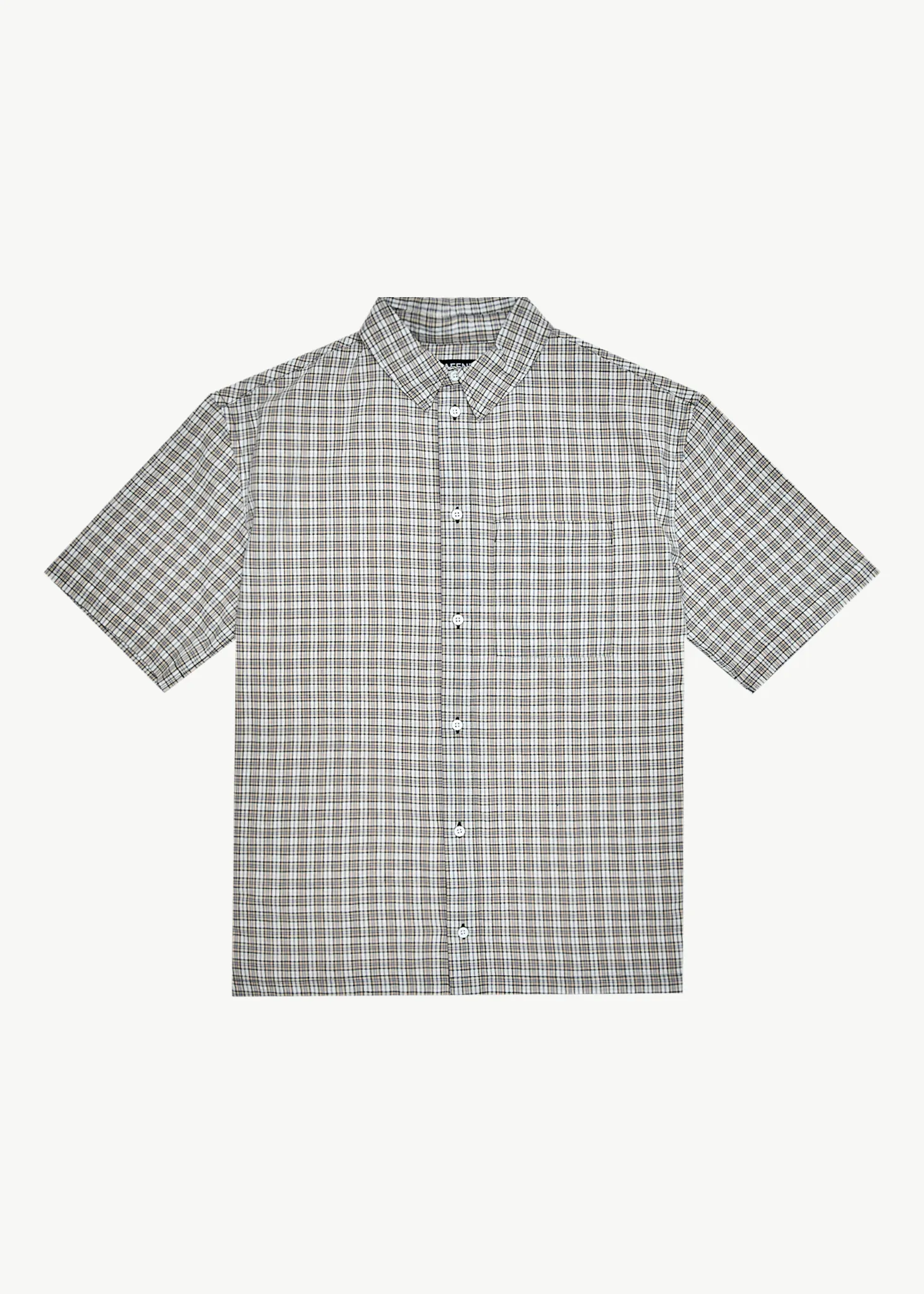 AFENDS DREW SEERSUCKER SHORT SLEEVE SHIRT - TAUPE CHECK