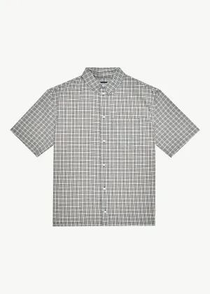 AFENDS DREW SEERSUCKER SHORT SLEEVE SHIRT - TAUPE CHECK