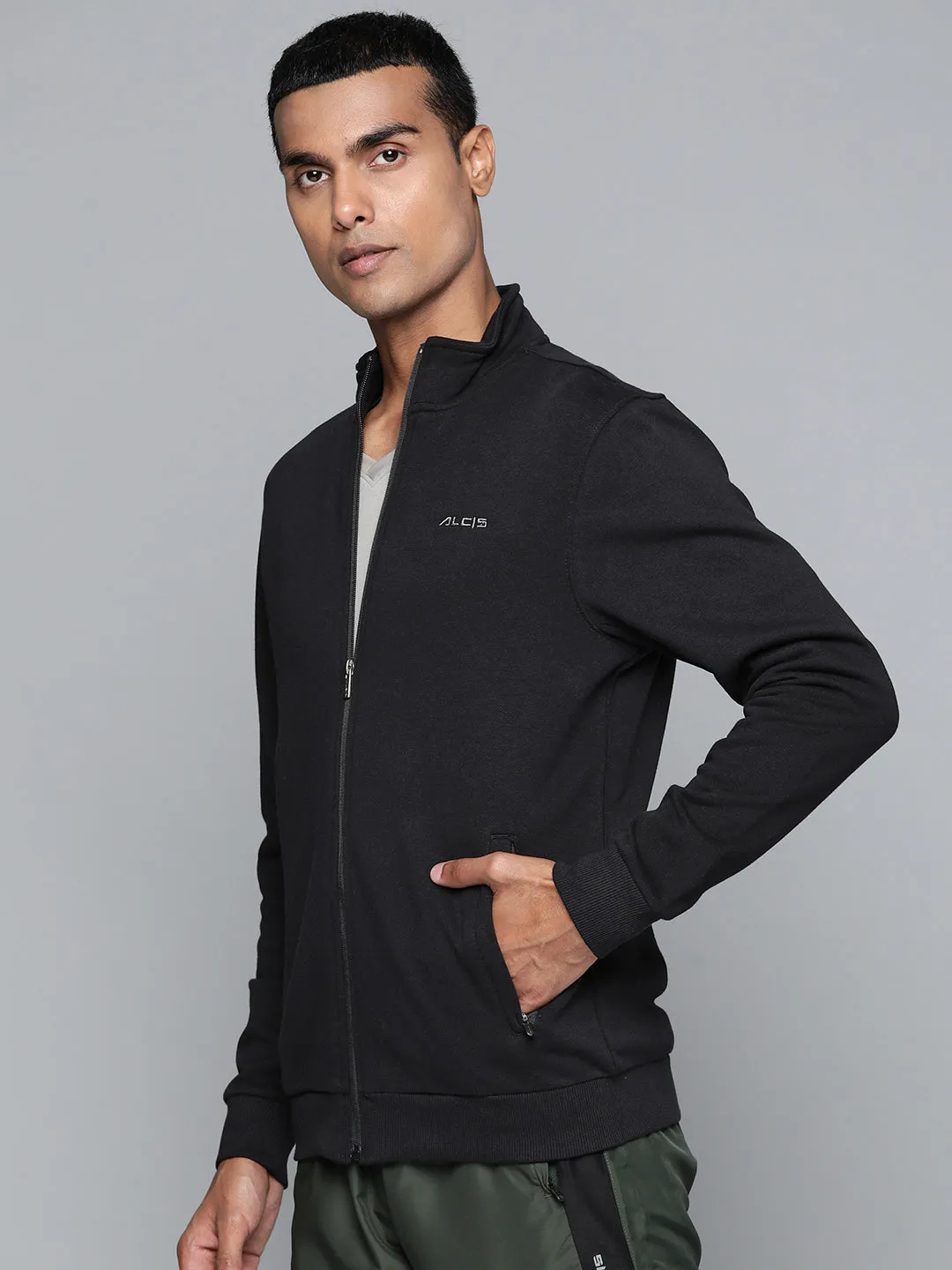 Alcis Men Black Solid Tailored Jacket