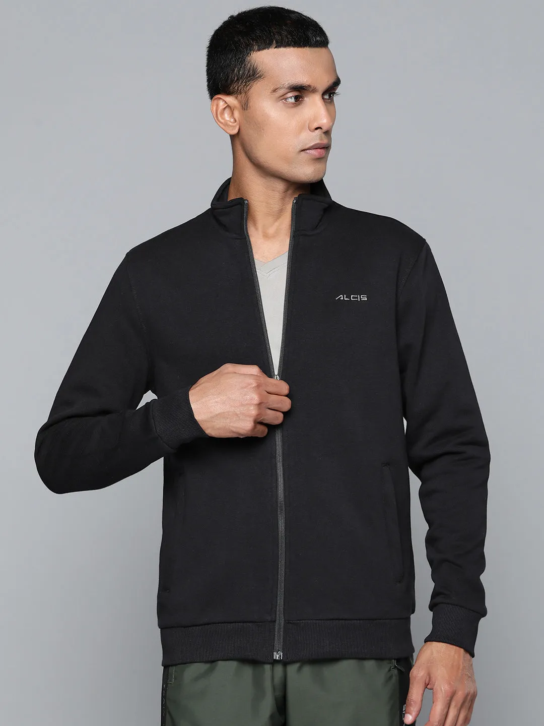 Alcis Men Black Solid Tailored Jacket