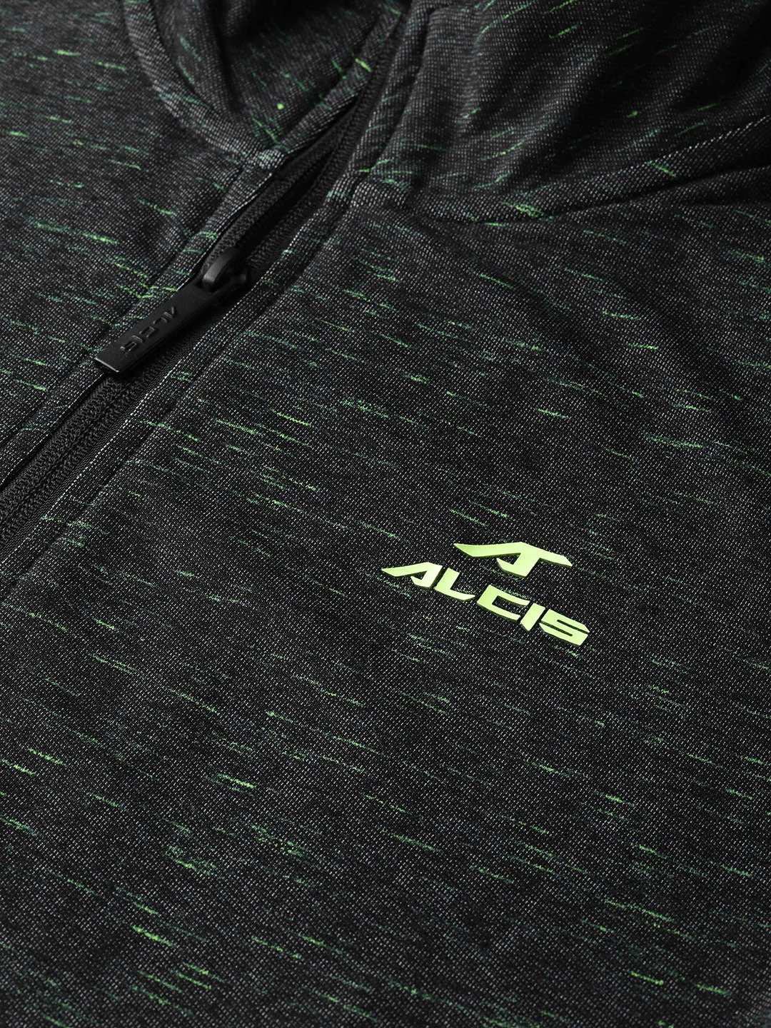 Alcis Women Black Green Self-Design Sweatshirt