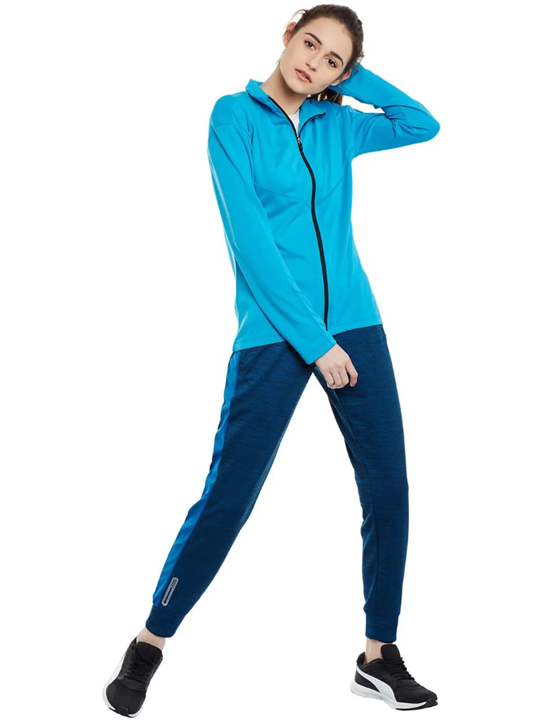 Alcis Women Blue Solid Open Front Jacket 516WJK386
