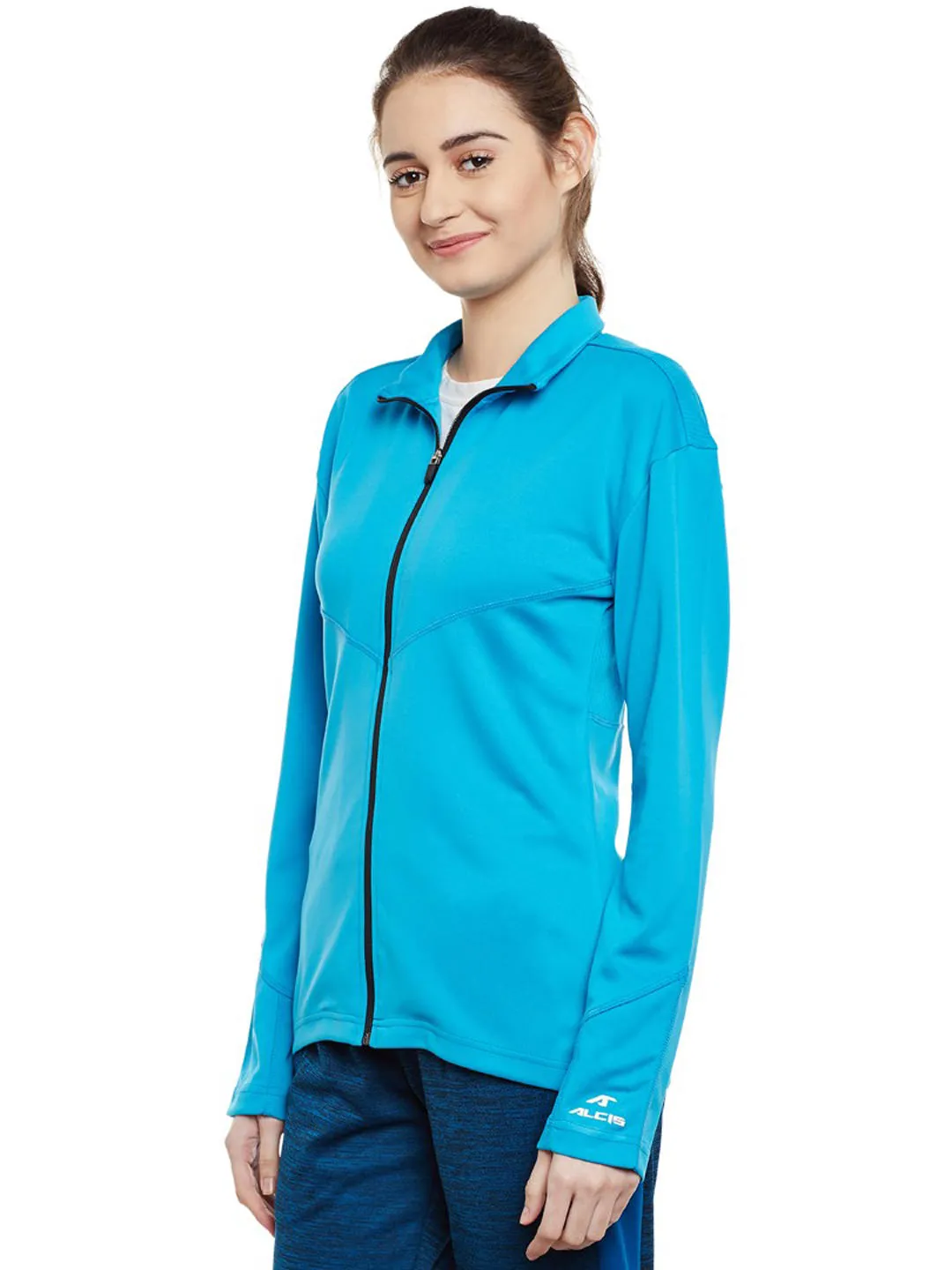 Alcis Women Blue Solid Open Front Jacket 516WJK386