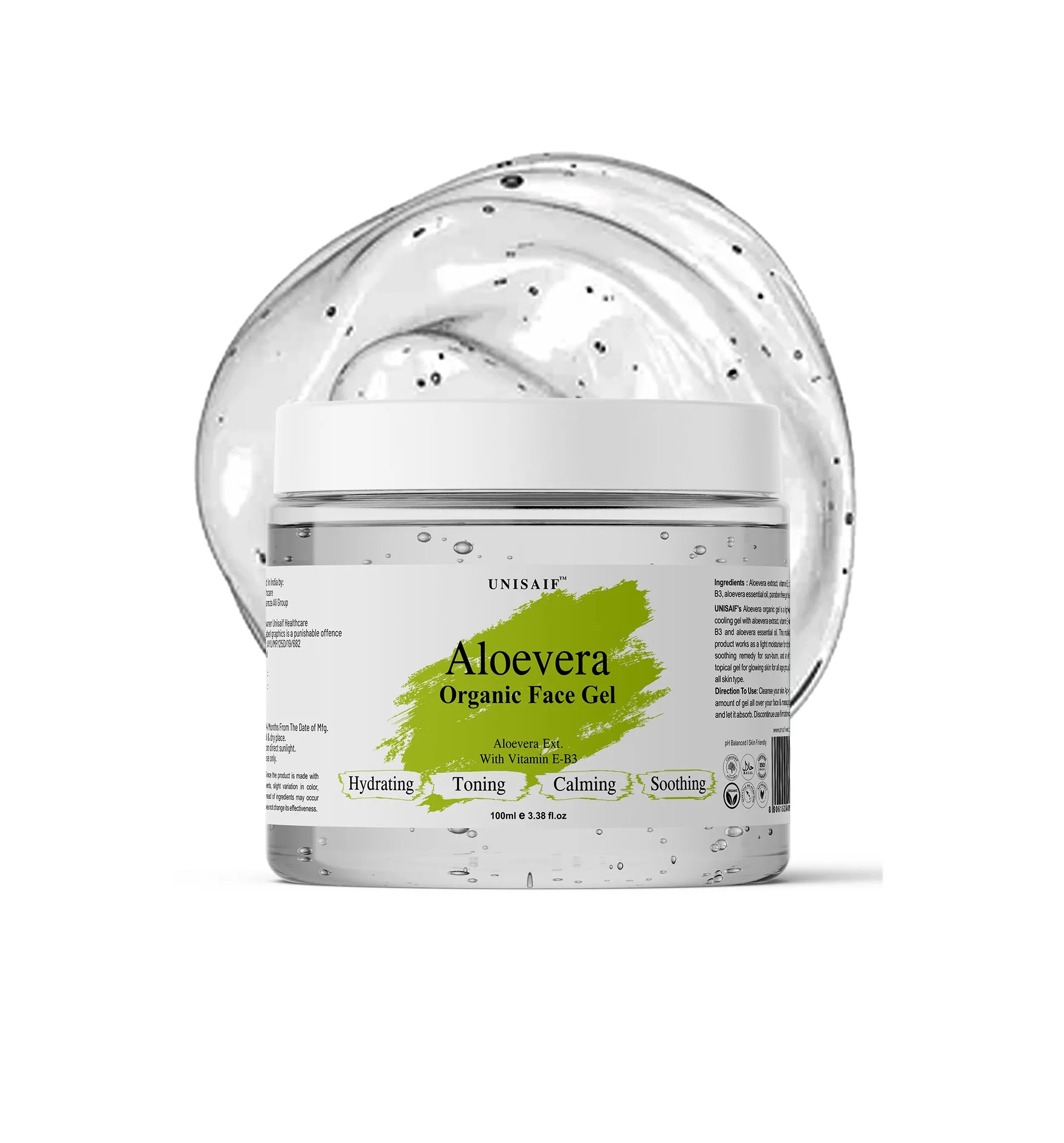 Aloevera Organic Facial Gel (100g) With Aloevera Extract |Hydrating| Acne Prevention| Calming| Soothing| NO PARABEN