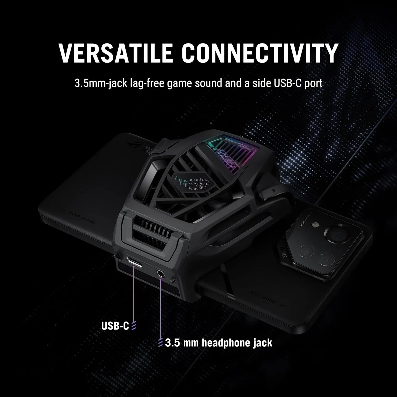 ASUS ROG AeroActive Cooler X 8 Series, Portable Lightweight, Built-in Kickstand, Dual Physical Buttons, 3.5mm Headphone Jack, USB-C® USB 2.0