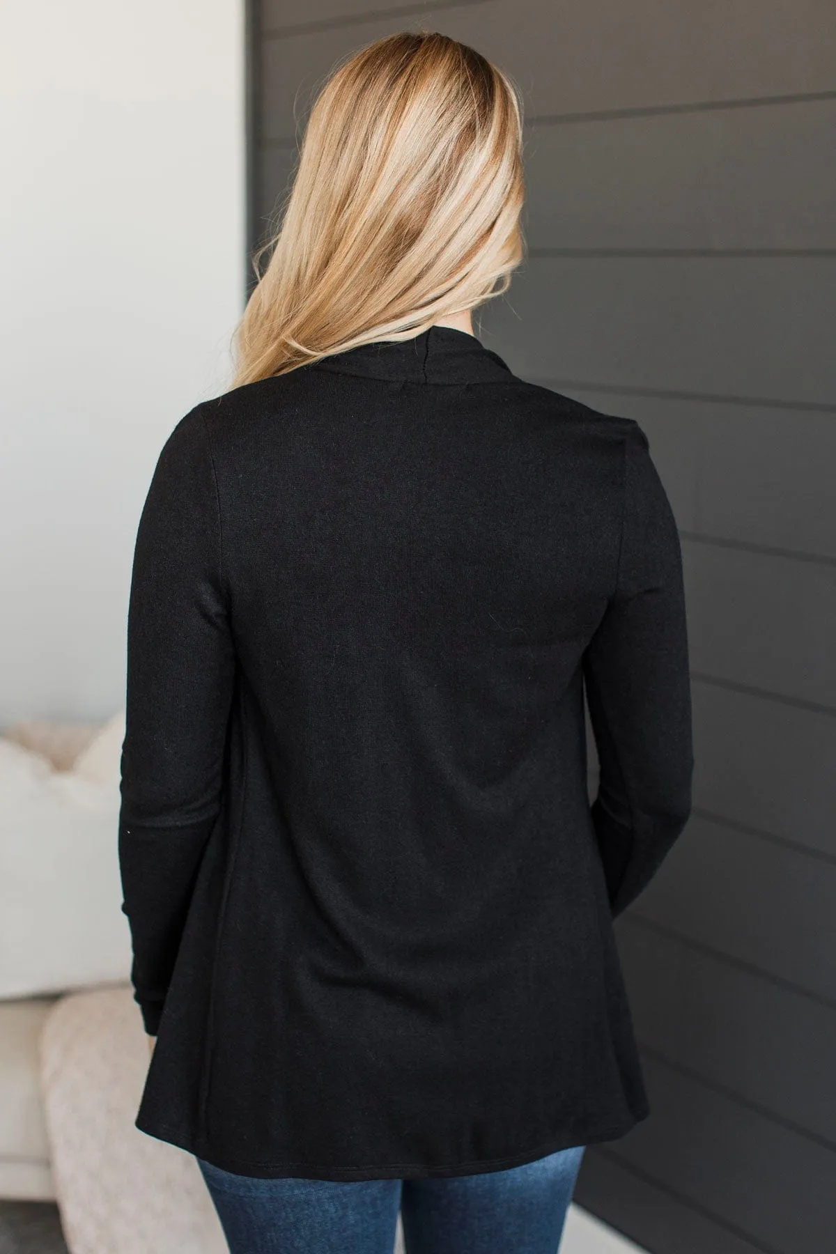 Away On Holiday Drape Cardigan- Black