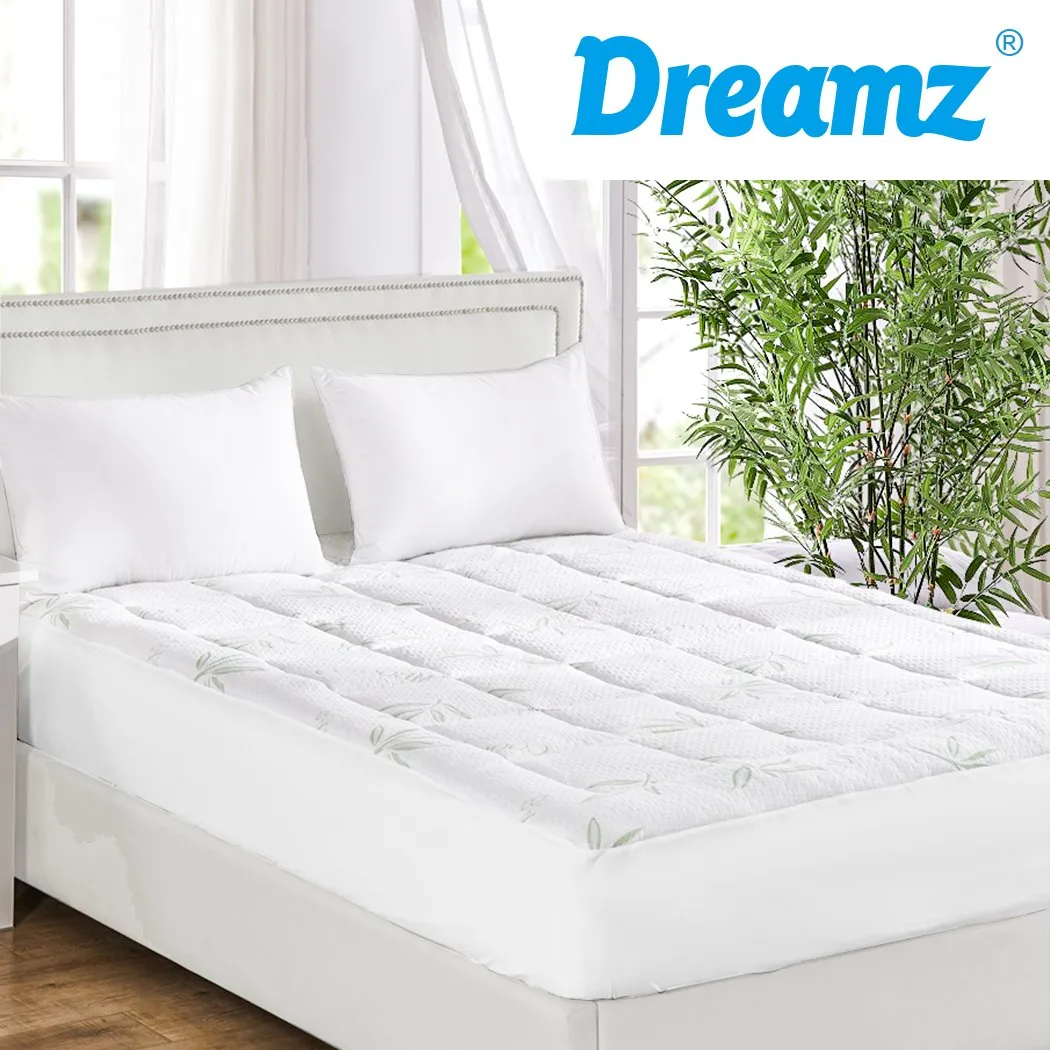 Bamboo Pillowtop Mattress Topper Protector Waterproof Cool Cover Double