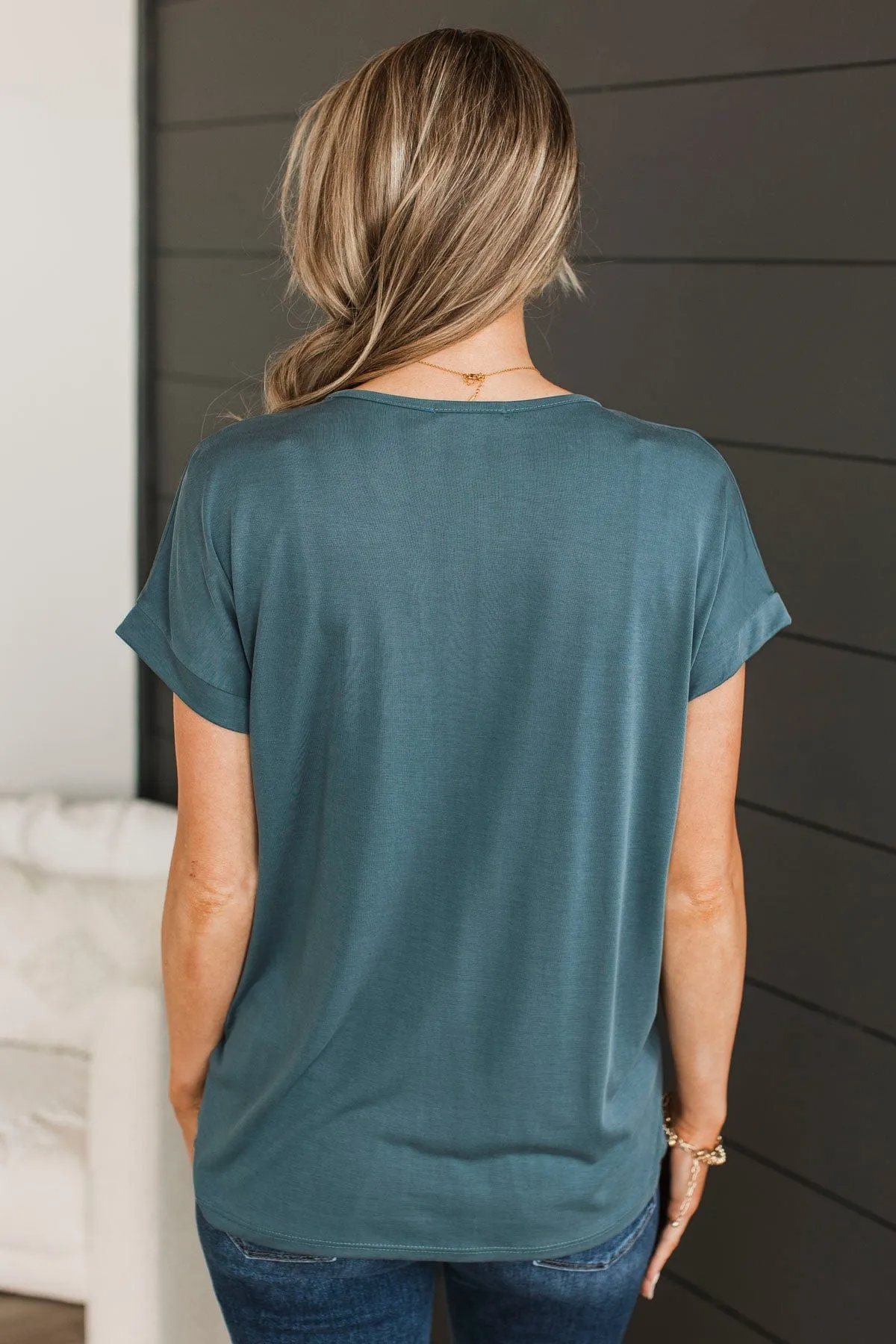 Beautiful Things Short Sleeve Top- Dusty Teal