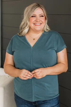 Beautiful Things Short Sleeve Top- Dusty Teal