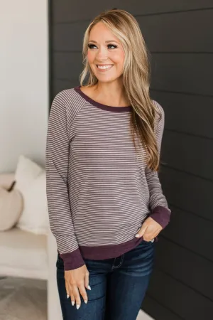 Better Than Yesterday Striped Top- Light Plum