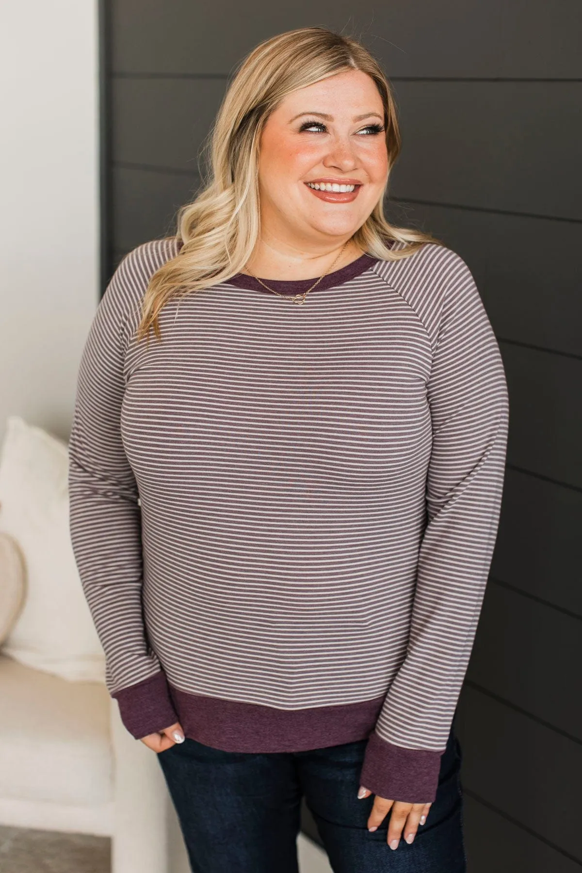 Better Than Yesterday Striped Top- Light Plum