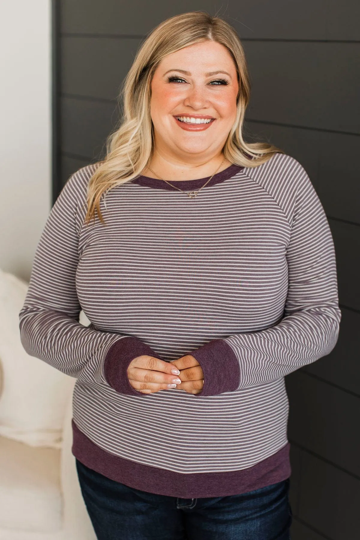 Better Than Yesterday Striped Top- Light Plum