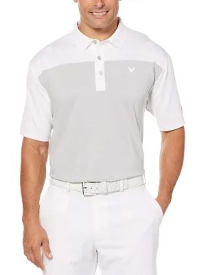 Big & Tall Ventilated Heathered Color Block Polo with Chevron