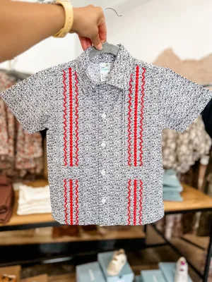Black   Red Game Day Guayabera Shirt  || Tailgate Collection