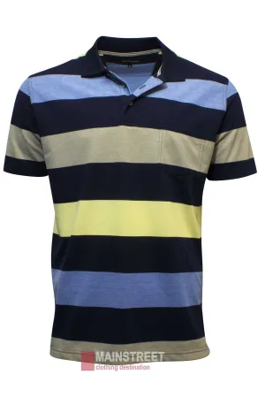 Blue Horizon Pique Striped Polo