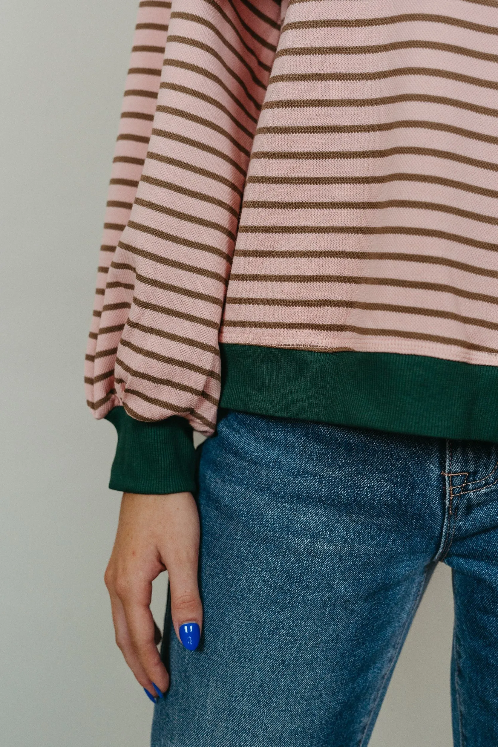 Blush/Green Knit Stripe Sweater T23884
