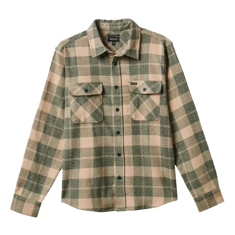 BOWERY STRETCH WATER RESISTANT FLANNEL TREKKING GREEN OATMILK