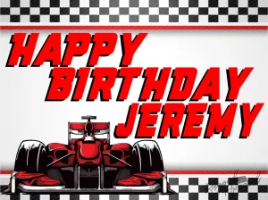 Boys Personalized Racecar Birthday Sign