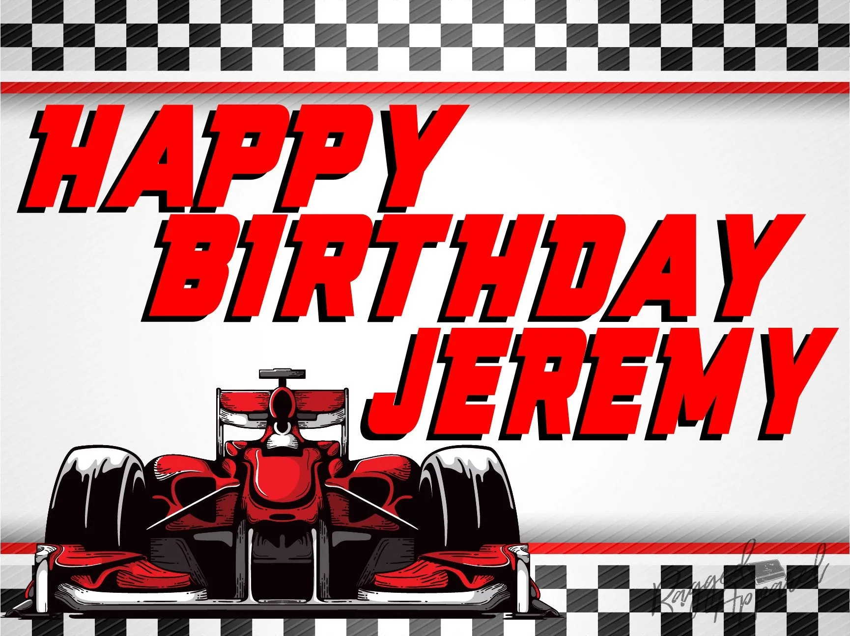 Boys Personalized Racecar Birthday Sign