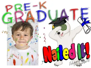 Boys Pre-K Graduate Personalized Photo Sign With Dabbing Bear