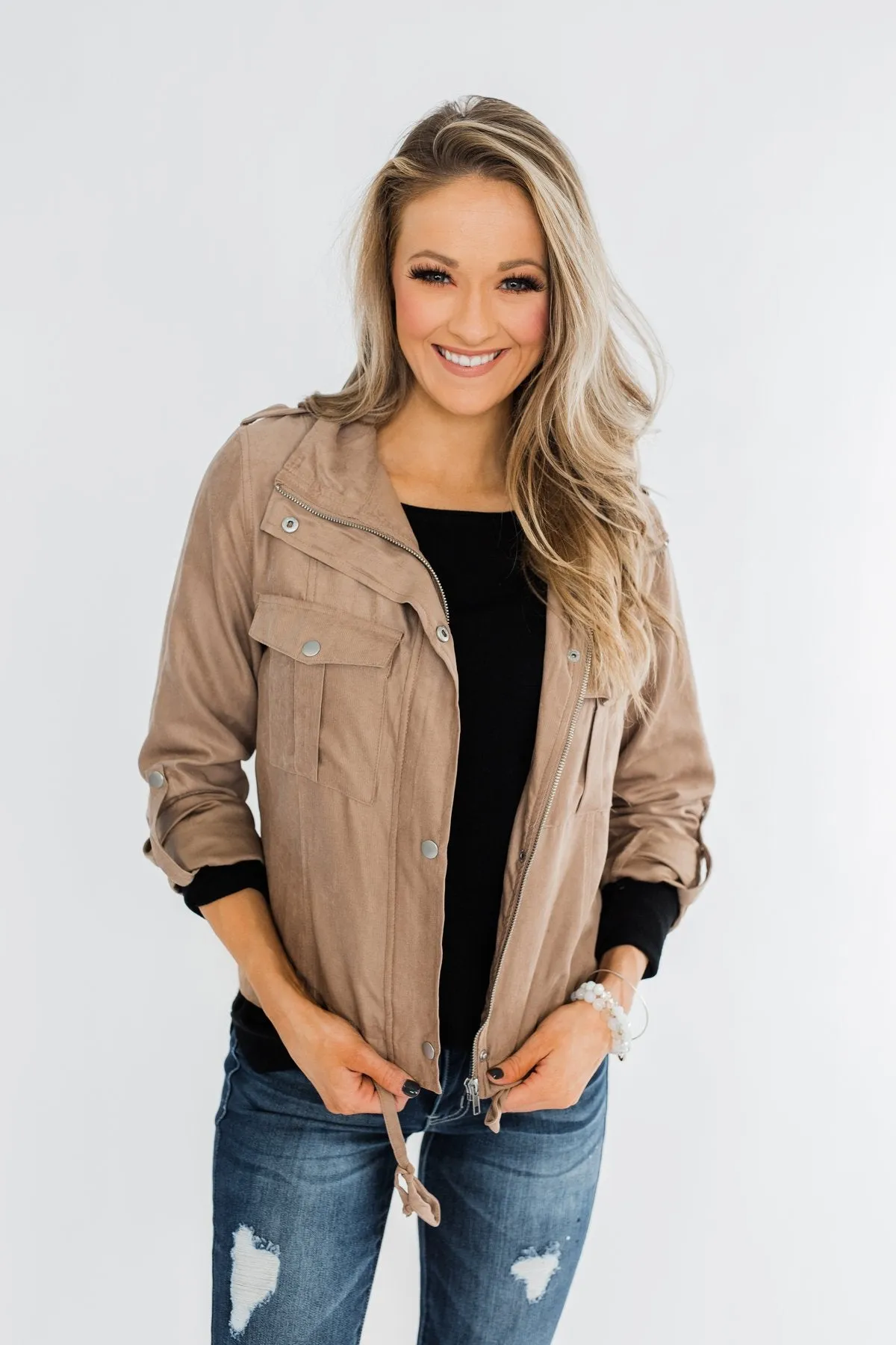 Brisk Morning Lightweight Zip Up Jacket- Mocha