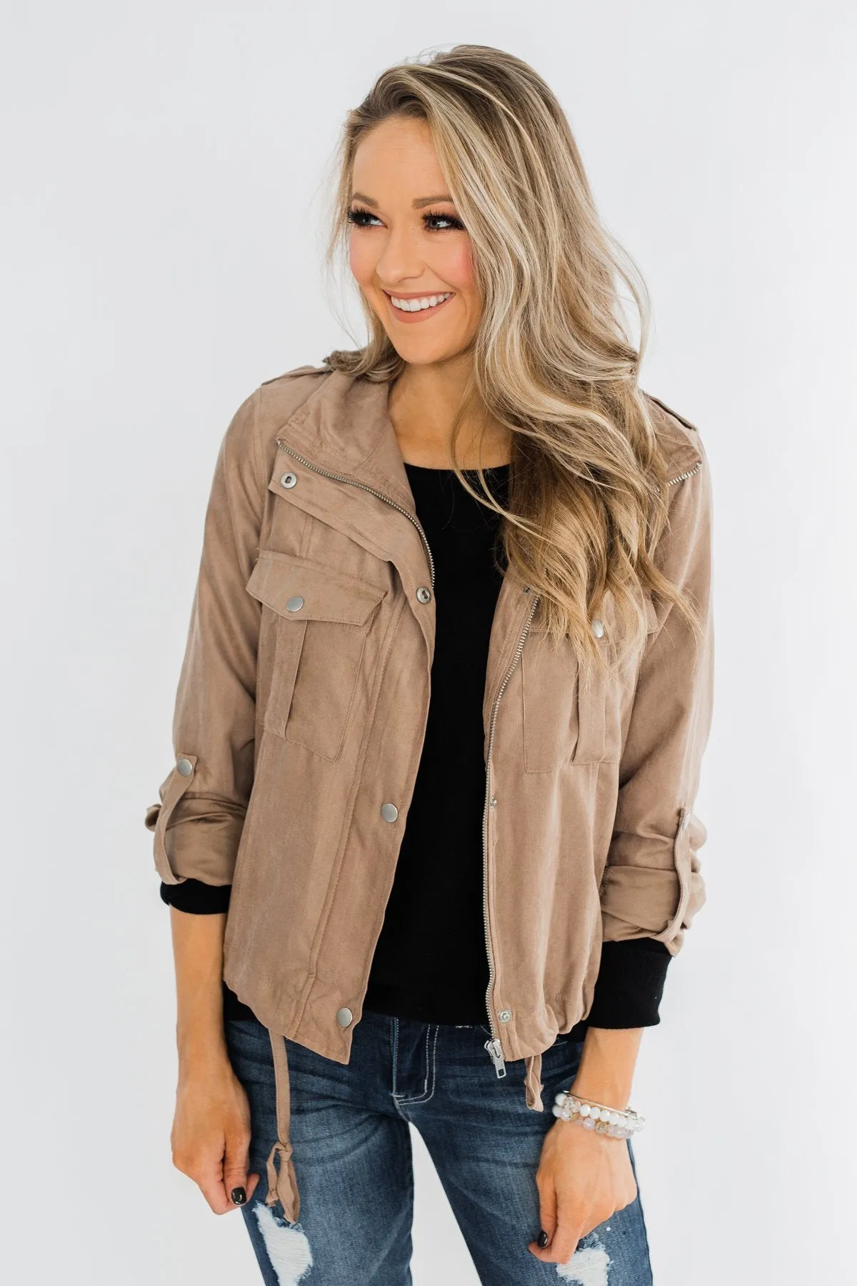 Brisk Morning Lightweight Zip Up Jacket- Mocha