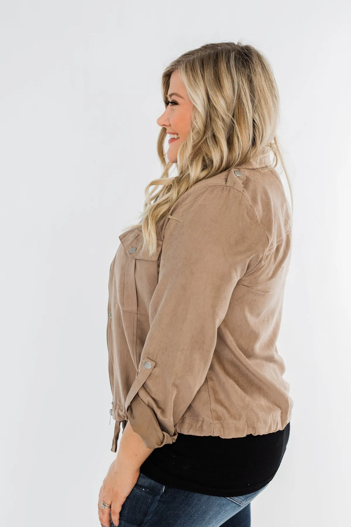 Brisk Morning Lightweight Zip Up Jacket- Mocha