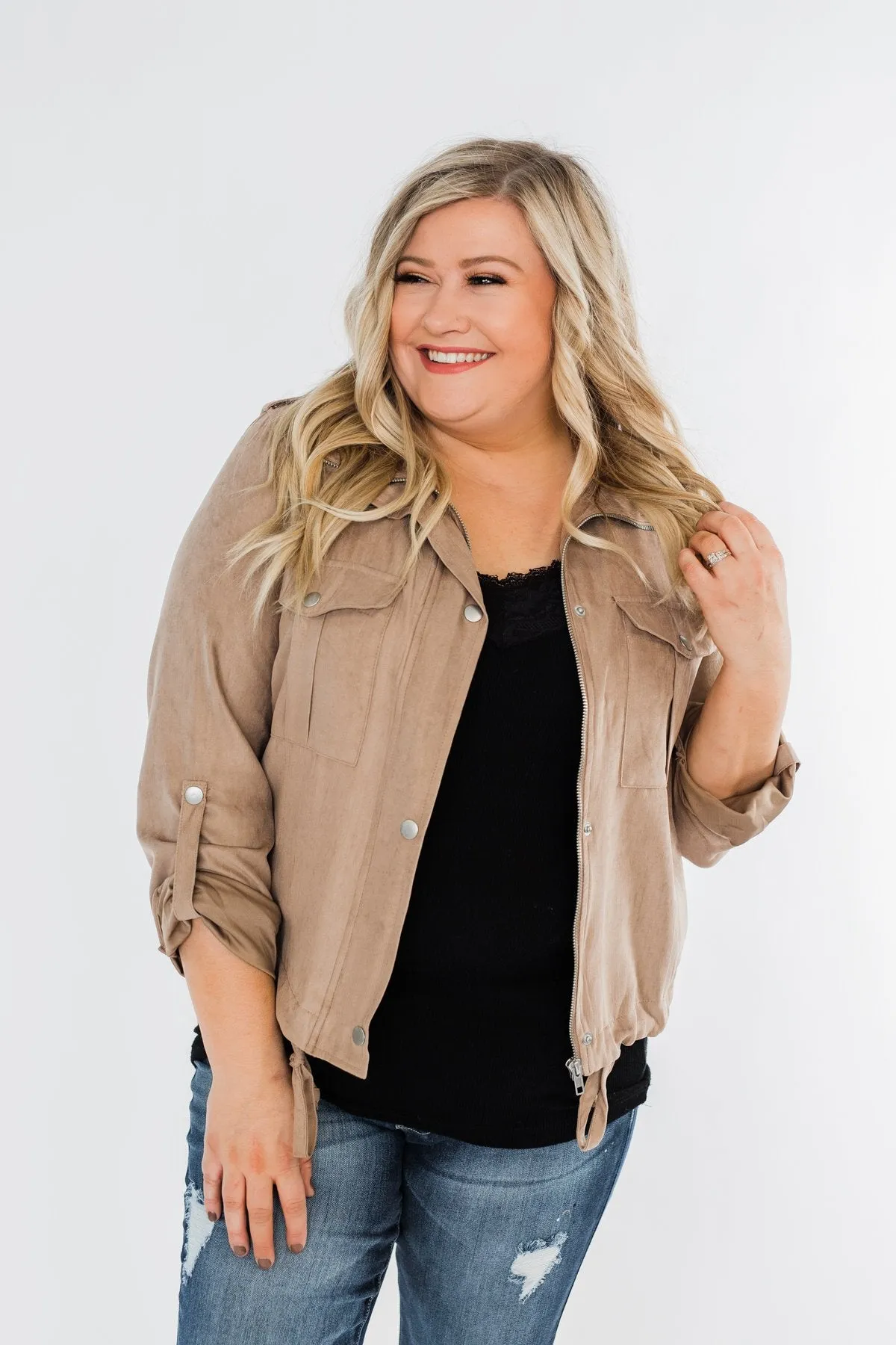 Brisk Morning Lightweight Zip Up Jacket- Mocha