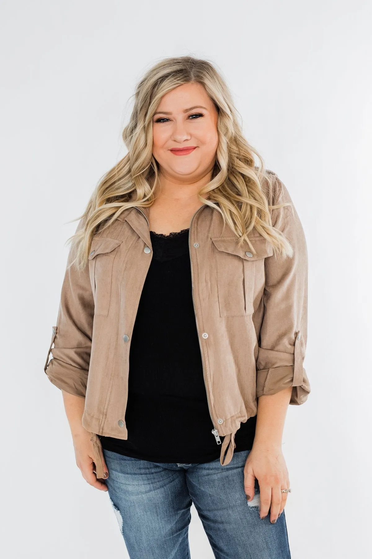 Brisk Morning Lightweight Zip Up Jacket- Mocha