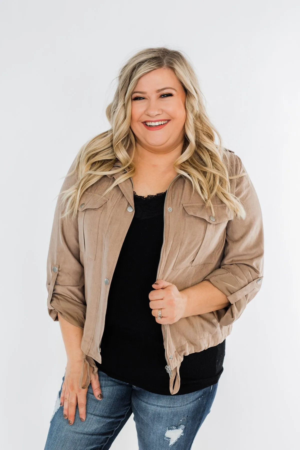 Brisk Morning Lightweight Zip Up Jacket- Mocha