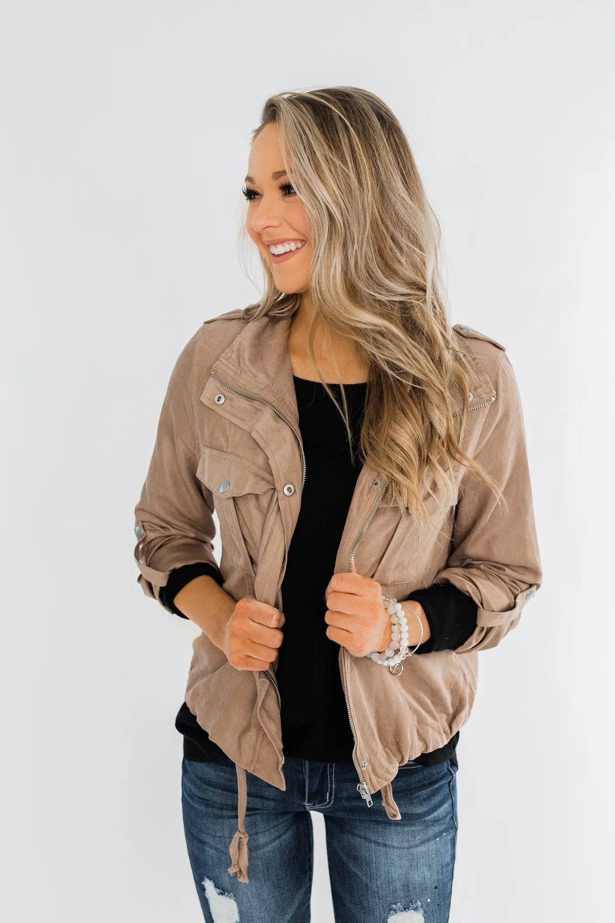 Brisk Morning Lightweight Zip Up Jacket- Mocha
