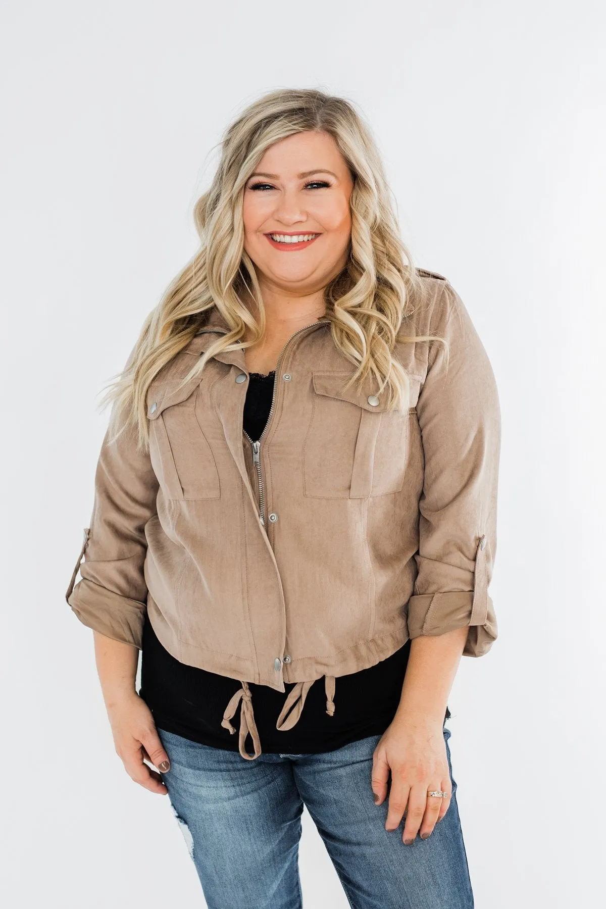 Brisk Morning Lightweight Zip Up Jacket- Mocha