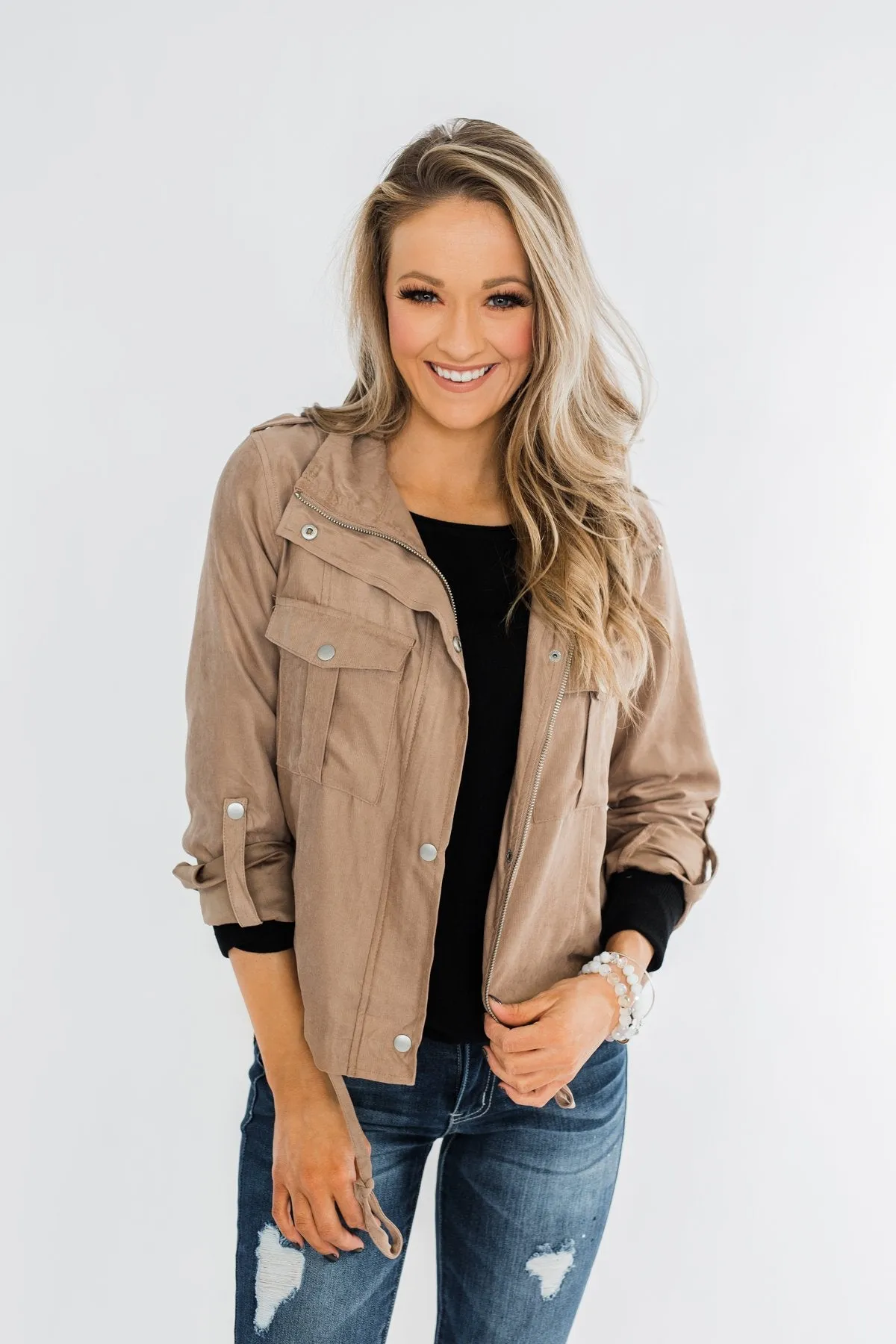 Brisk Morning Lightweight Zip Up Jacket- Mocha