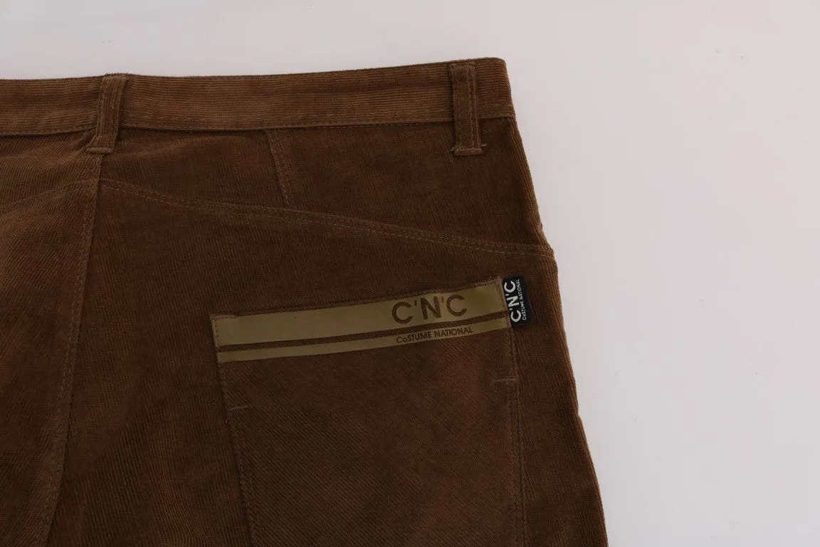 Brown Cotton Stretch Pants