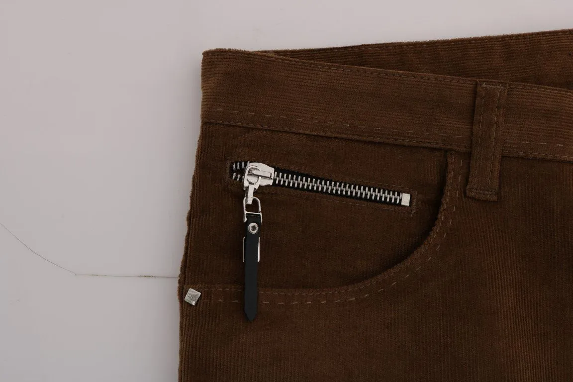 Brown Cotton Stretch Pants