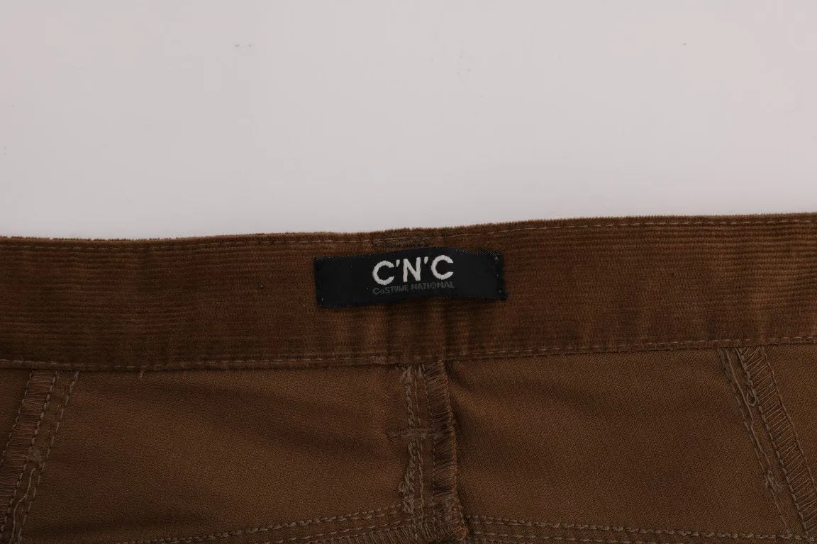 Brown Cotton Stretch Pants
