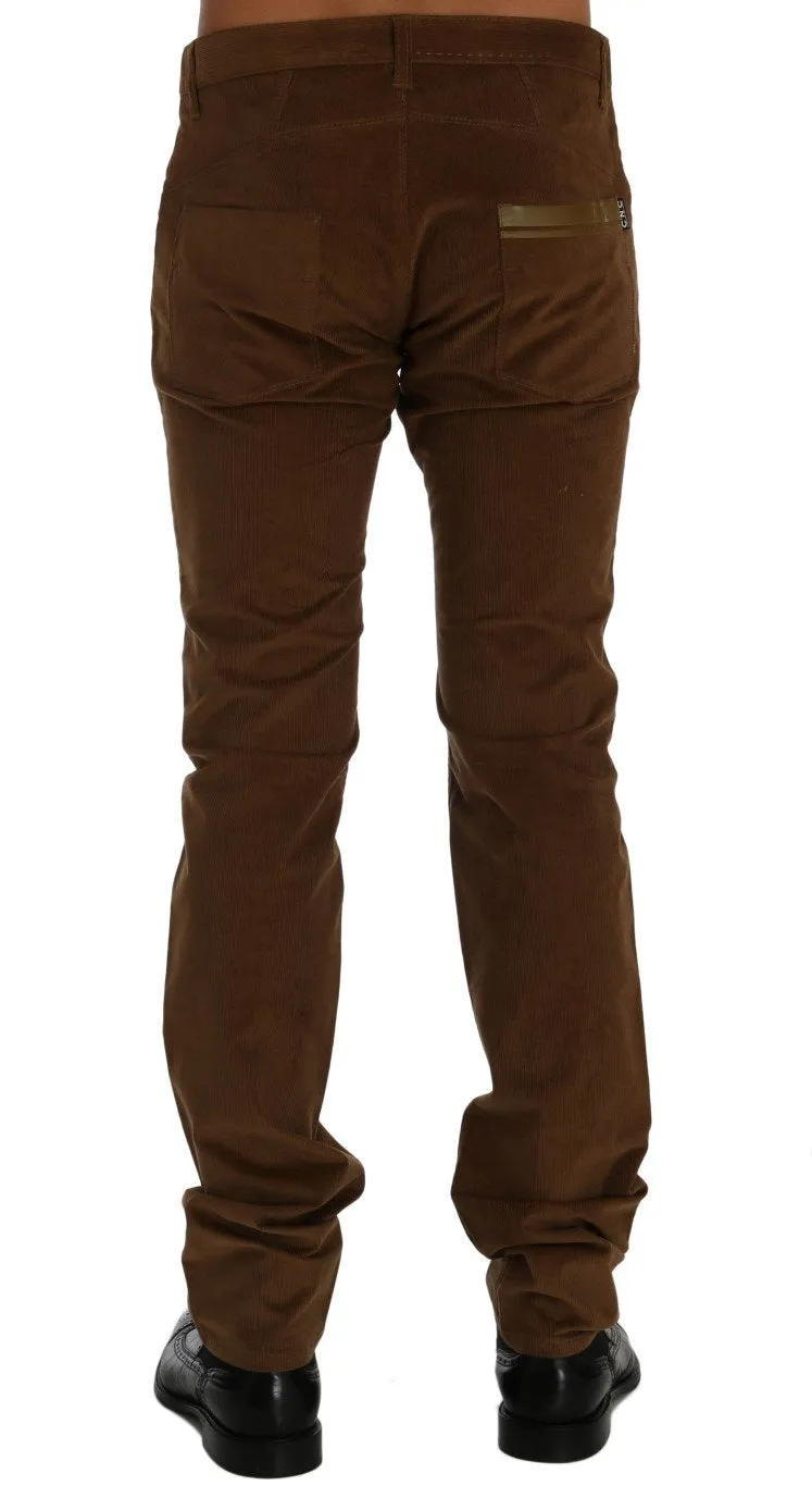 Brown Cotton Stretch Pants