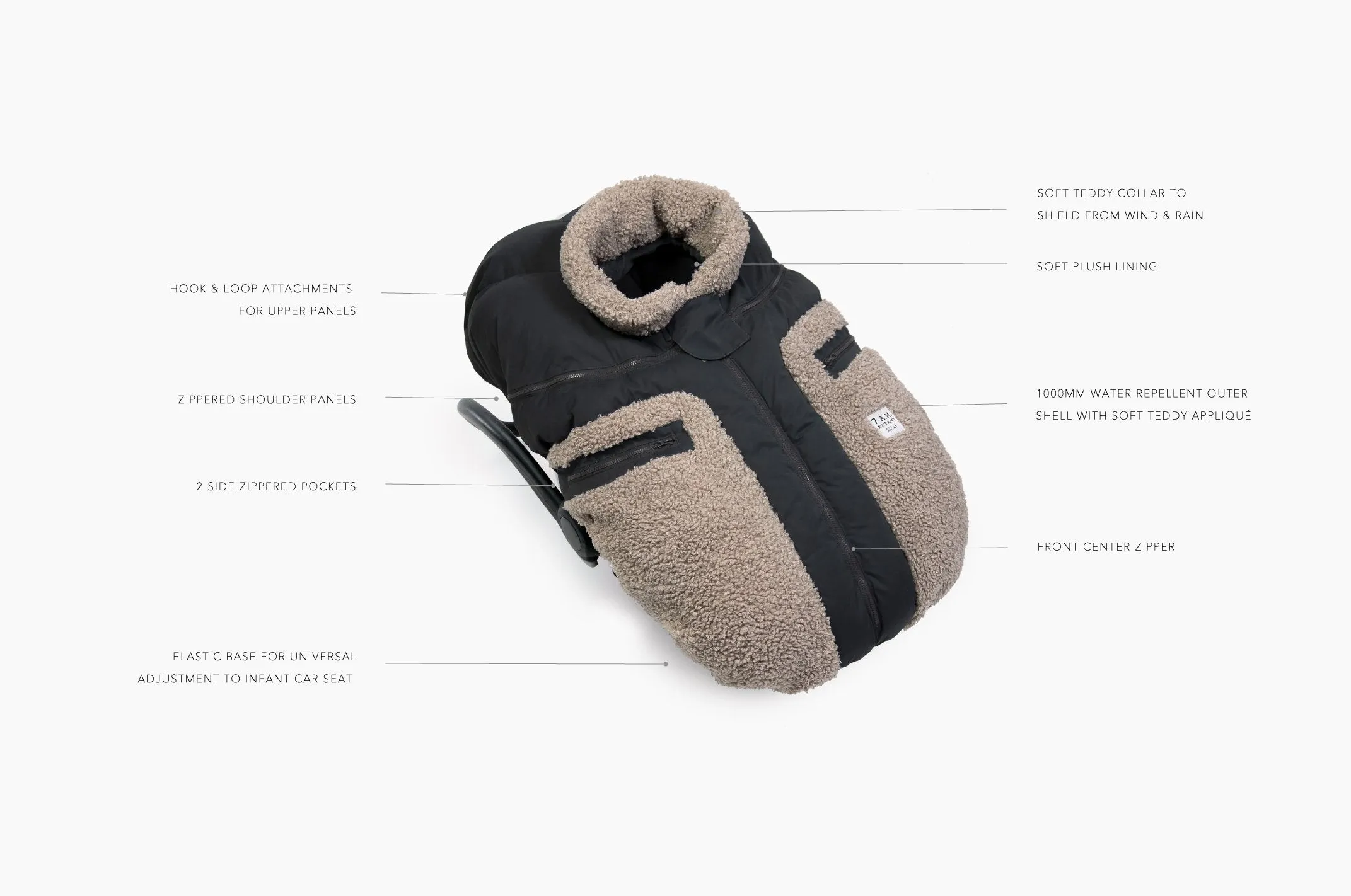 Car Seat Cocoon - Teddy Appliqué