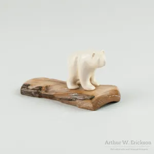 Carved Polar Bear on Mammoth Ivory Base