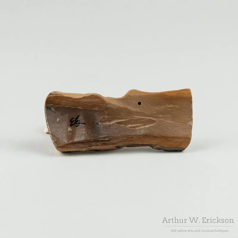 Carved Polar Bear on Mammoth Ivory Base