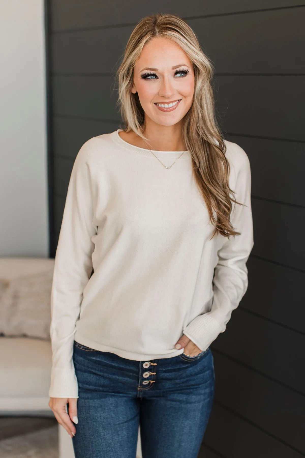 Caught Your Interest Dolman Sweater- Ivory