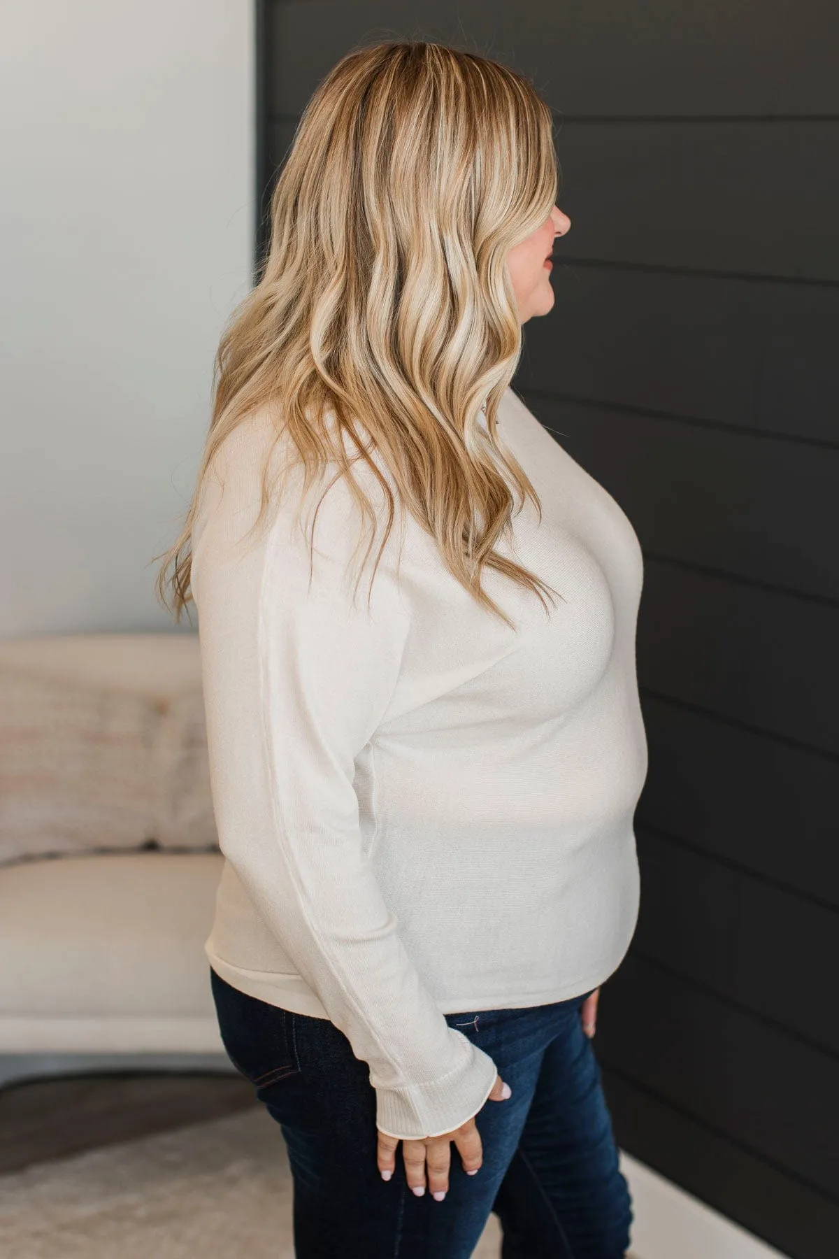 Caught Your Interest Dolman Sweater- Ivory
