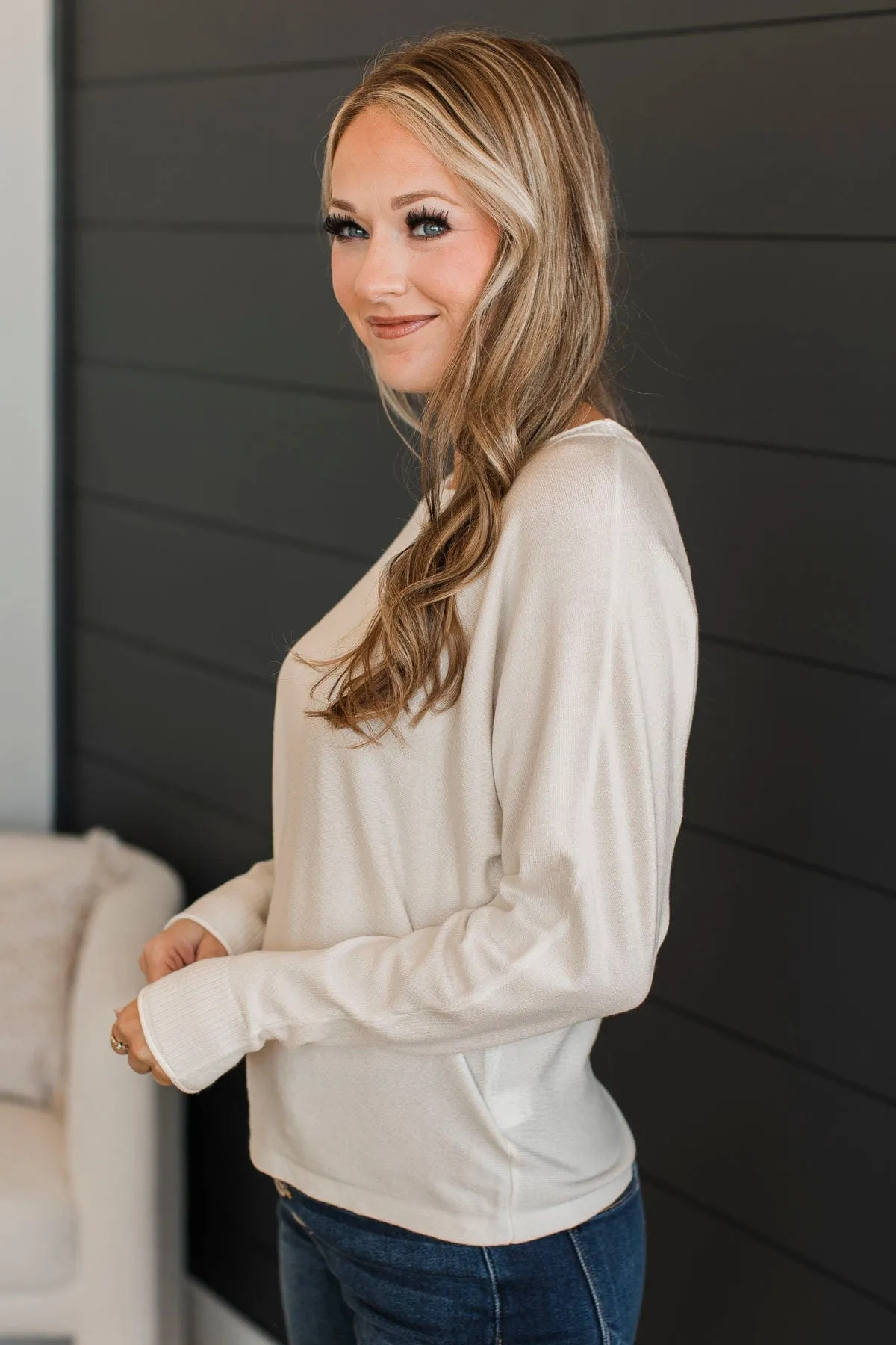 Caught Your Interest Dolman Sweater- Ivory
