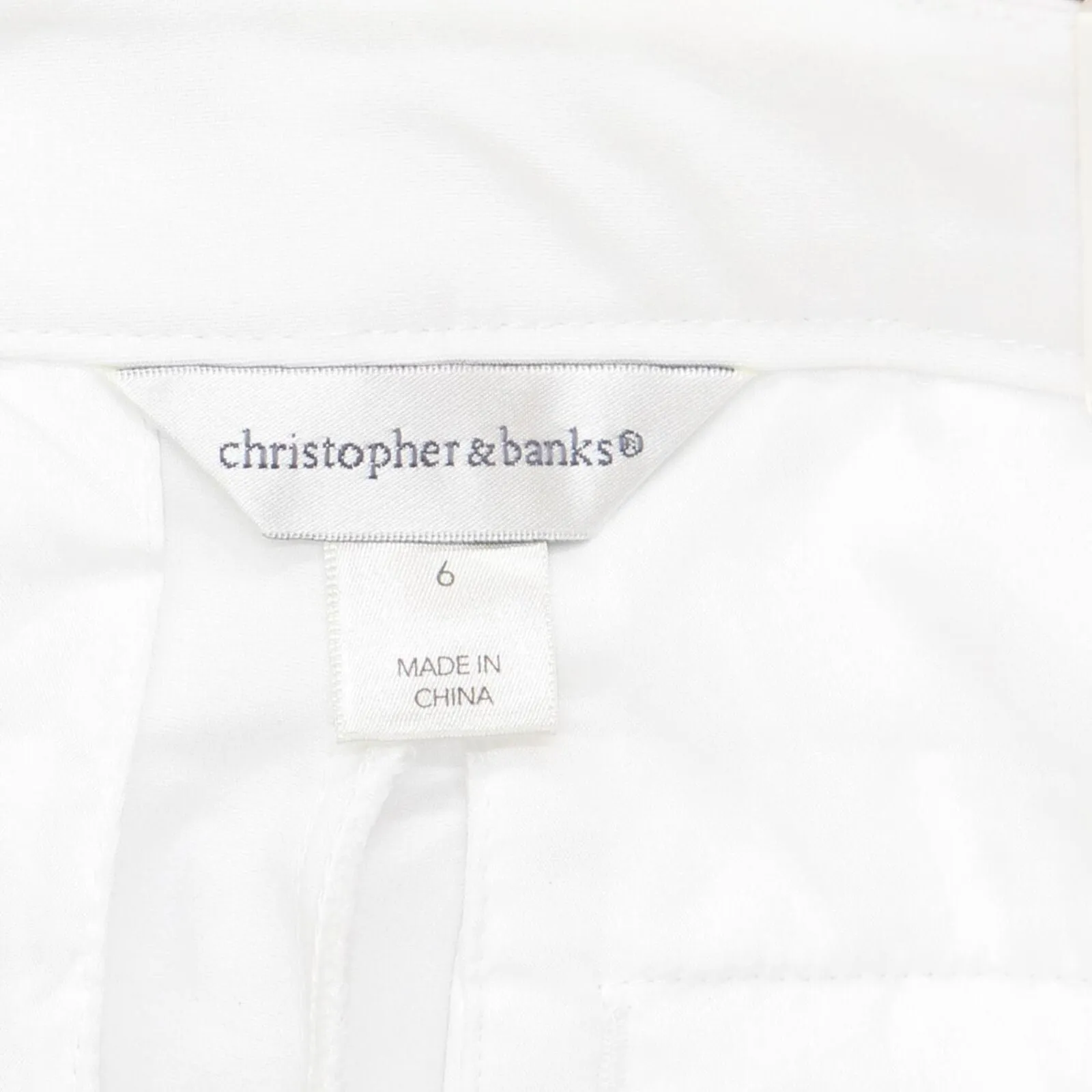 Christopher & Banks Womens Shaped Fit Mid-Rise Stretch Dress Pants White 6